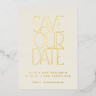 Invitation En Aluminium Élégant Moderne de milieu de siècle Or Save the Da