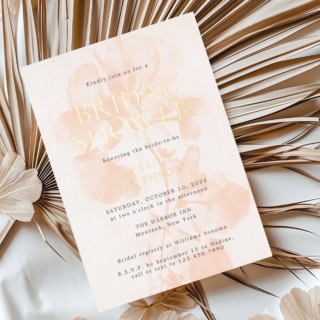 Invitation En Aluminium Elégant Moderne Doré Pastel Mariage Peach (Créateur téléchargé)