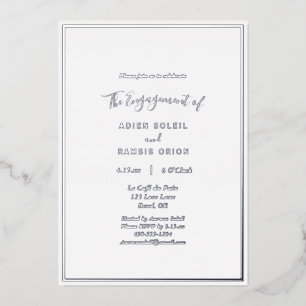 Invitation En Aluminium Elégant moderne Mariage engagement Party Argent