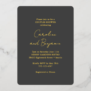 Invitation En Aluminium Élégant Moderne Minimaliste Couple Mariage Doré