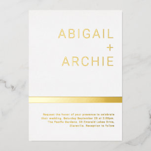 Invitation En Aluminium Élégant Moderne Minimaliste Doré Feuille Mariage D