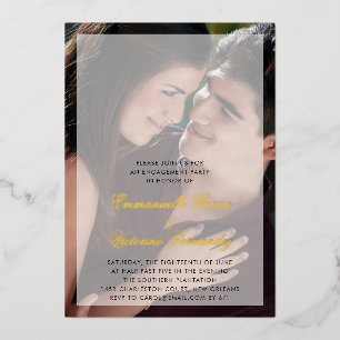Invitation En Aluminium Élégant moderne Photo Engagement Party Gold
