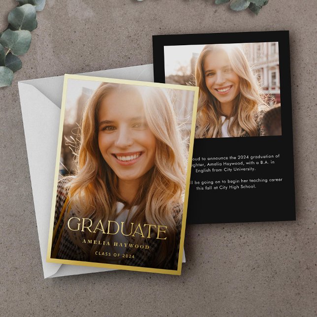 Invitation En Aluminium Elégant Moderne Photo Graduation (Créateur téléchargé)