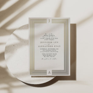 Invitation En Aluminium Élégant Monogramme Formal Mariage Gold Foil Invita