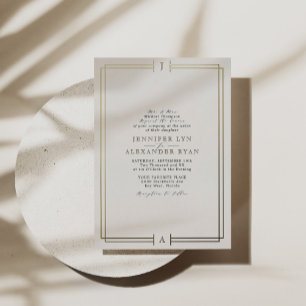 Invitation En Aluminium Élégant Monogramme Formel Mariage Gold