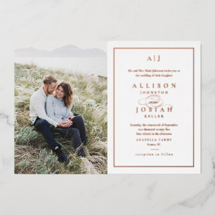 Invitation En Aluminium Élégant Monogramme Mariage photo Rose or