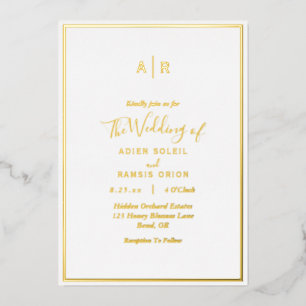 Invitation En Aluminium Élégant Monogramme moderne Mariage Gold