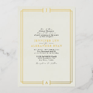 Invitation En Aluminium Élégant Monogramme officiel RSVP QR Code Mariage O