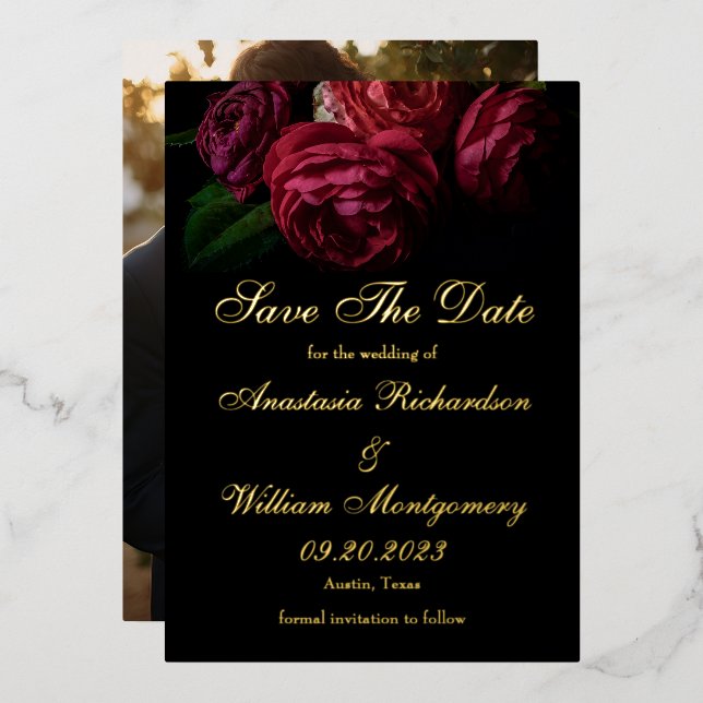 Invitation En Aluminium Elégant Moody Floral Wedding Enregistrer La Date P (Recto/Verso)
