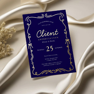 Invitation En Aluminium Élégant Navy & Or Remerciement aux Clients de l'En