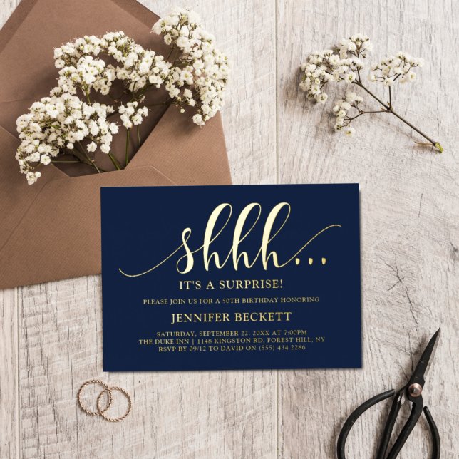 Invitation En Aluminium Elégant N'Importe Quel Âge Surprise Fête Anniversa (Créateur téléchargé)