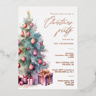 Invitation En Aluminium Élégant Noël Arbre de Fête Rose Gold