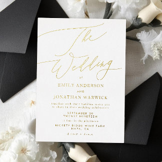Invitation En Aluminium Élégant noir et blanc | Or Le Mariage