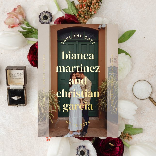 Invitation En Aluminium Élégant Nom Typographique Photo Pleine Enregistrer (Créateur téléchargé)