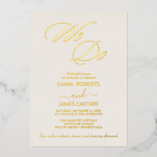 Invitation En Aluminium Élégant « Nous faisons » mariage avec feuille d'or