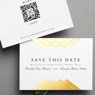 Invitation En Aluminium Elégant or géométrique Enregistrer la date