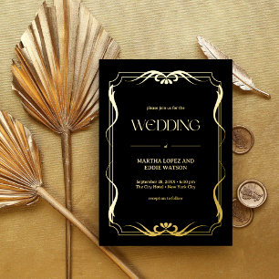 Invitation En Aluminium Élégant Or Mariage Art Nouveau