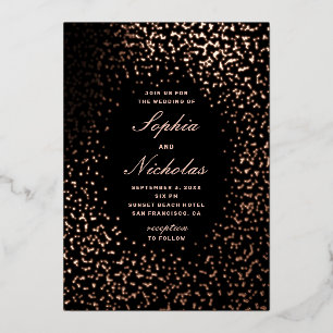 Invitation En Aluminium Élégant or noir pois moderne mariage