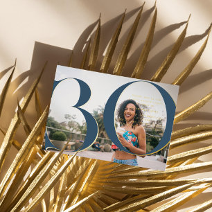Invitation En Aluminium Elegant Or Photo de fête d'anniversaire 30 ans