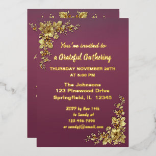 Invitation En Aluminium Elégant or Thanksgiving Foil Invita