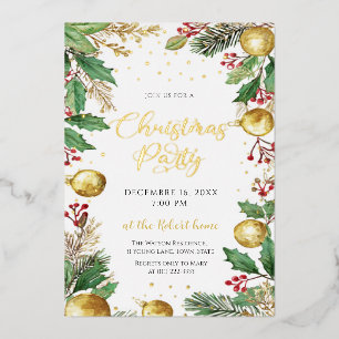 Invitation En Aluminium Élégant papier alu pour fête de Noël botanique