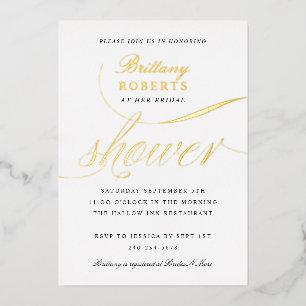 Invitation En Aluminium Élégant papier d'aluminium doré pour la douche de