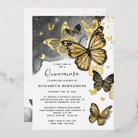 Élégant Papillon noir Quinceanera Véritable Or