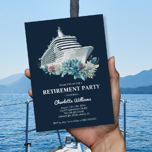 Invitation En Aluminium Elégant Parti de retraite Cruise Ship Argent