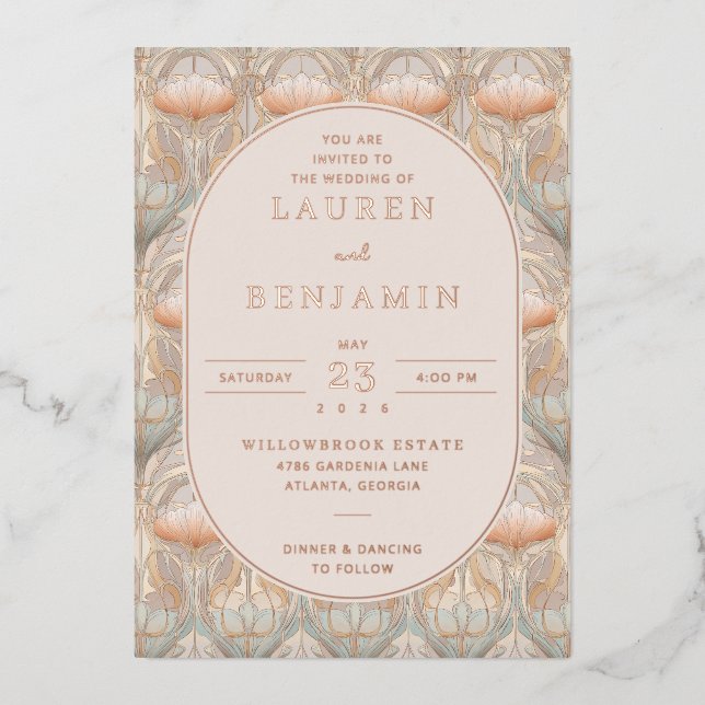 Invitation En Aluminium Elegant Pastel Floral (Recto)