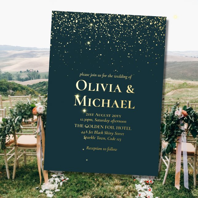 Invitation En Aluminium Elégant Peacock Green Blue Gold Mariage (Créateur téléchargé)