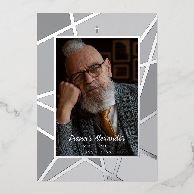 Invitation En Aluminium Elegant Pink Abstract Photo Memorial Funeral (Recto)