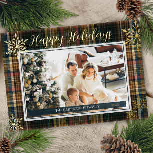 Invitation En Aluminium Élégant Plaid Riche de Style Héritage Joyeuses Fêt