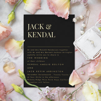 Invitation En Aluminium Élégant Premium | Editable Names Mariage Gold