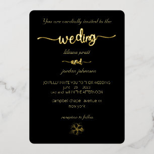 Invitation En Aluminium élégant Premium Real Gold Elegant Monogramme noir