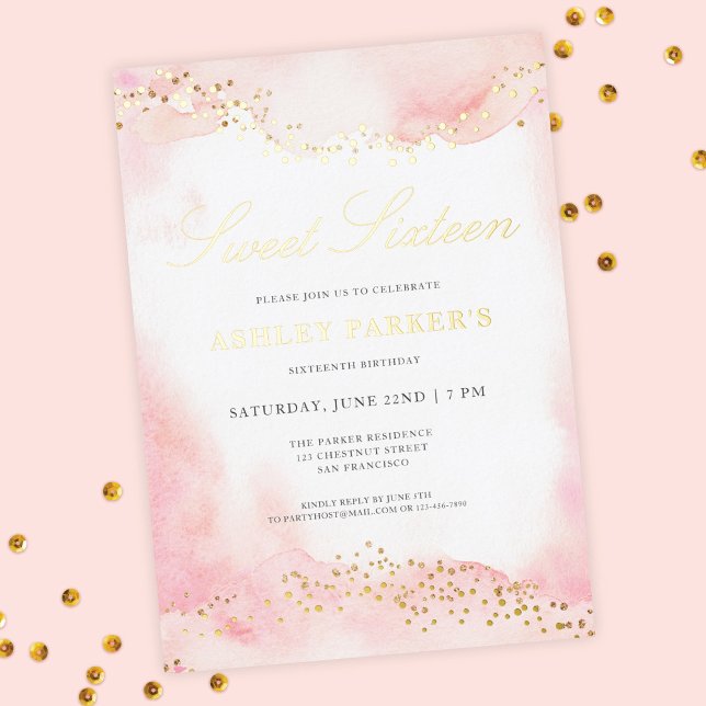 Invitation En Aluminium Élégant Pretty Rose Gold Parties scintillant Douce (Créateur téléchargé)