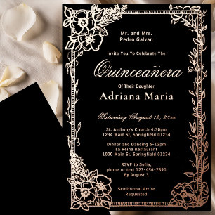 Invitation En Aluminium Élégant Quinceanera Rose Gold 15e Anniversaire