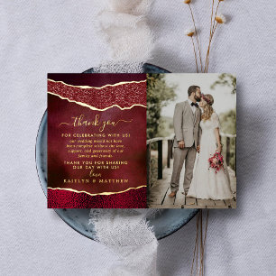 Invitation En Aluminium Élégant Remerciements de Mariage en Agate Bourgogn