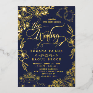 Invitation En Aluminium Élégant roman   Mariage rose Gold Foil