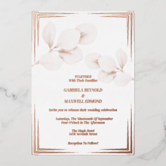 Invitation En Aluminium Élégant Rose Eucalyptus Mariage or