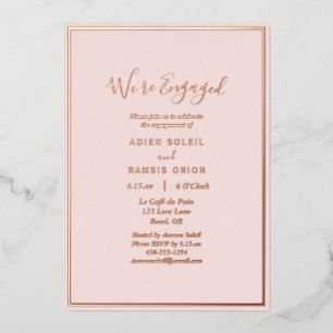 Invitation En Aluminium Élégant Rose Gold Blush Nous sommes fiancés
