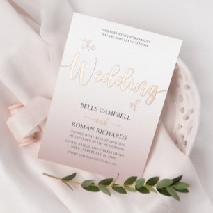 Invitation En Aluminium Élégant Rose Gold Calligraphy Script Mariage