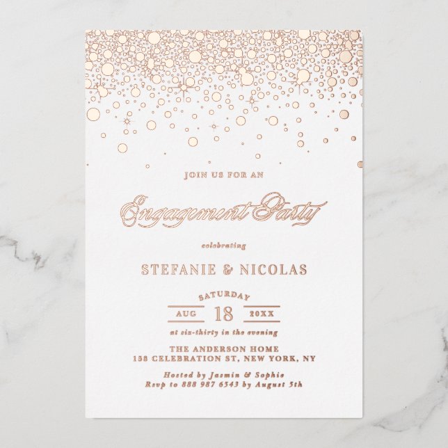 Invitation En Aluminium Élégant Rose Gold Foil Confetti (Recto)