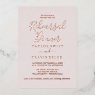 Invitation En Aluminium Élégant Rose Gold Foil   Dîner de répétition