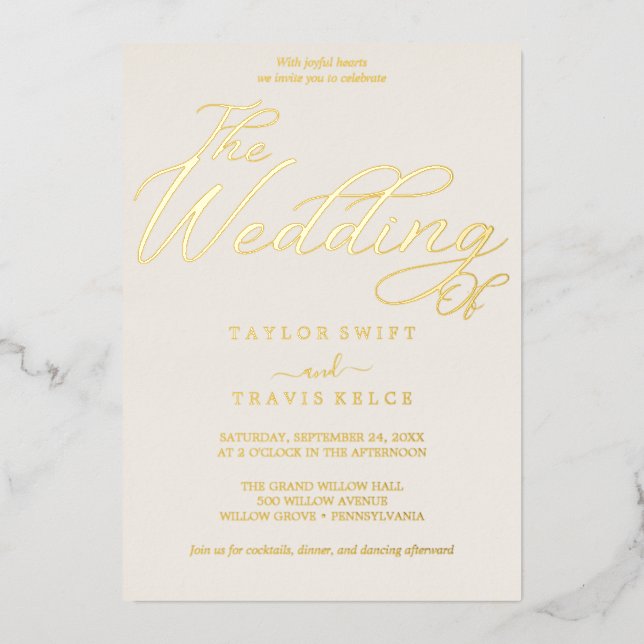 Invitation En Aluminium Élégant Rose Gold Foil | Mariage Blush (Recto)