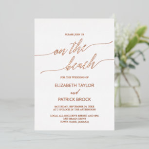 Invitation En Aluminium Élégant Rose Gold Foil Sur La Plage Mariage