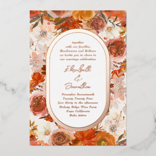 Invitation En Aluminium Élégant Rose Gold Frame Floral Abundance Mariage