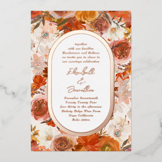Invitation En Aluminium Élégant Rose Gold Frame Floral Abundance Mariage