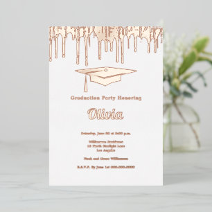 Invitation En Aluminium Élégant Rose Gold Graduation Party