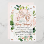 Invitation En Aluminium Élégant Rose Gold Rose Peach Bloom 30e<br><div class="desc">Plus Jolies invitations d'anniversaire dans le Little Bayleigh Store!</div>