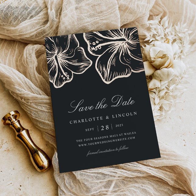 Invitation En Aluminium Élégant Rose  Hibiscus Mariage Fleur Enregistrer L (Créateur téléchargé)